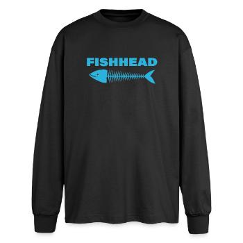 Fishhead - T-shirt manches longues oversize - noir - Devant - AI Model Male 185 light (185cm)