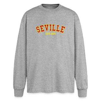 Sevilla Est.1975 - Oversized Langarmshirt  - Grau meliert - Vorne - AI Model Female 180 light (180cm)