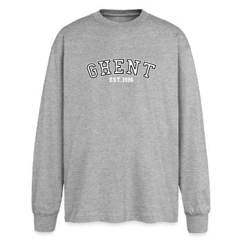 Gand Fondé en 1996 - T-shirt manches longues oversize - gris chiné - Devant - AI Model Female 180 light (180cm)
