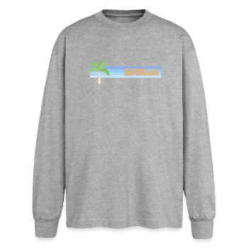 Sonne Sevilla - Oversized Langarmshirt  - Grau meliert - Vorne - AI Model Female 180 light (180cm)