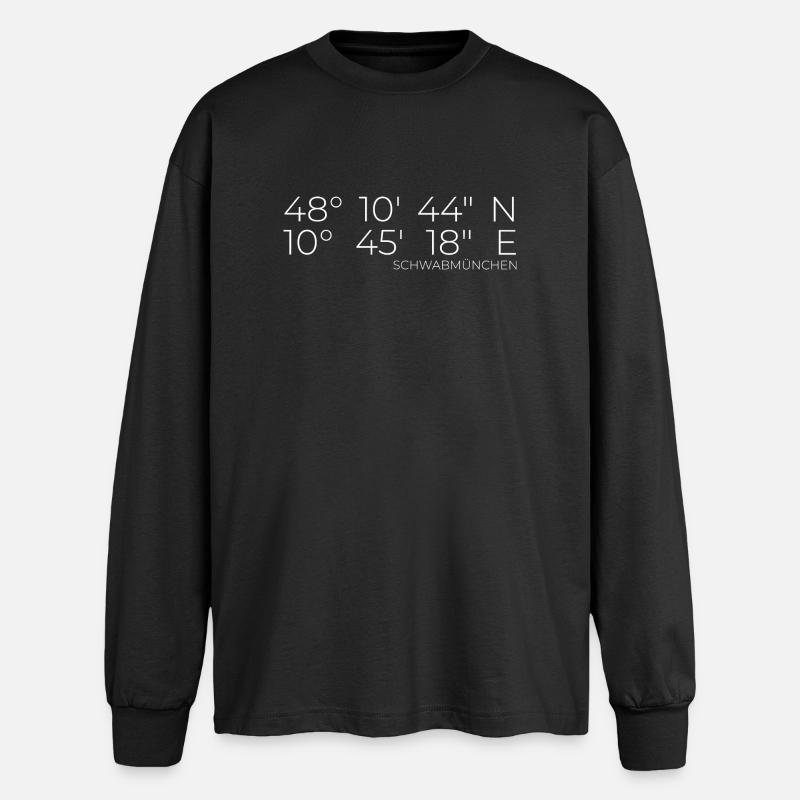Koordinaten Schwabmünchen - Oversized Langarmshirt  - Schwarz