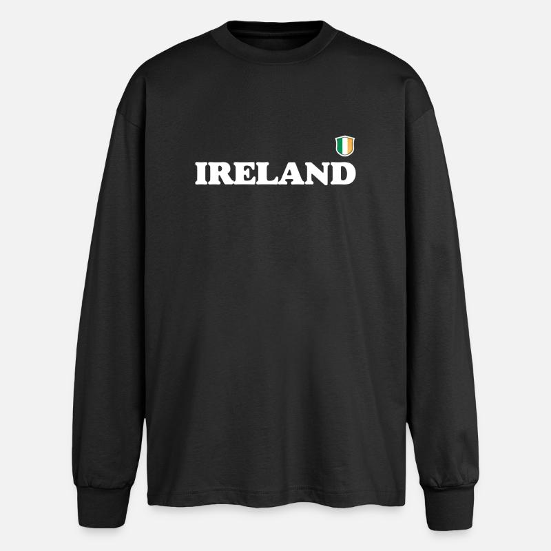 Bold Ireland Wordmark with Shield Crest - Oversized Long Sleeve T-Shirt - black
