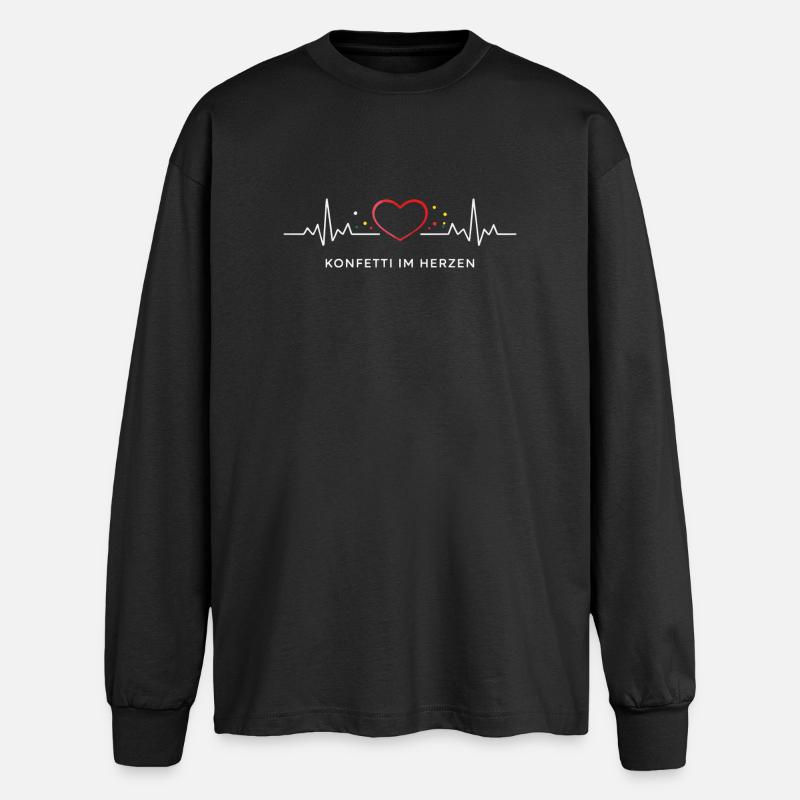 KONFETTI IM HERZEN Shirt – Karneval Design - Oversized Langarmshirt  - Schwarz