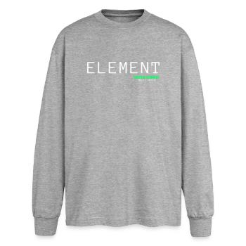 ELEMENT | Minimalist Architects of Essence Design - Oversized Langarmshirt  - Grau meliert - Vorne - AI Model Female 180 light (180cm)