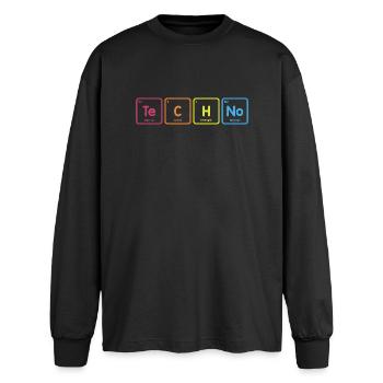 Techno elements - Oversized Long Sleeve T-Shirt - black - Front - AI Model Male 185 light (185cm)