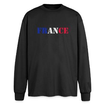 France - T-shirt manches longues oversize - noir - Devant - AI Model Male 185 light (185cm)
