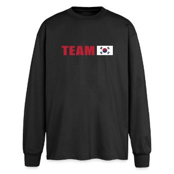 Conception d’inspiration du drapeau sud-coréen - T-shirt manches longues oversize - noir - Devant - AI Model Male 185 light (185cm)
