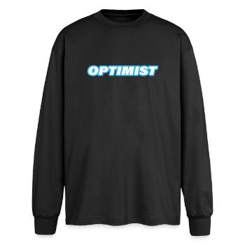 OPTIMIST - Oversized Long Sleeve T-Shirt - black - Front - AI Model Male 185 light (185cm)