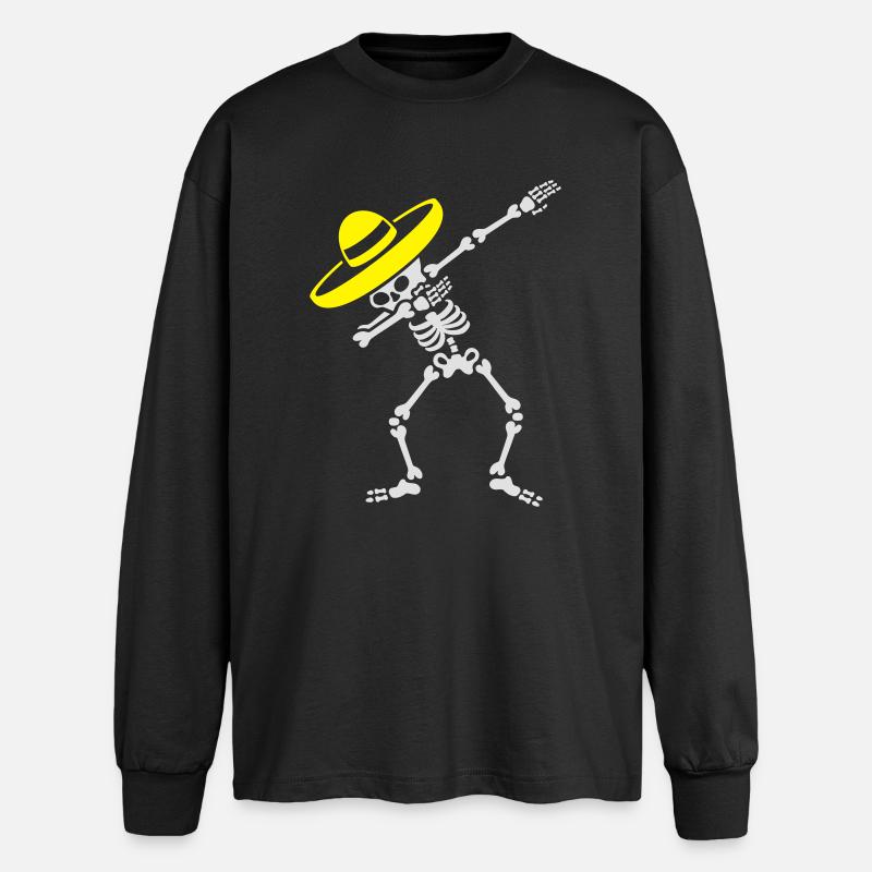 Dab Dabbing skeleton Sombrero Mexico Cinco de Mayo - T-shirt manches longues oversize - noir