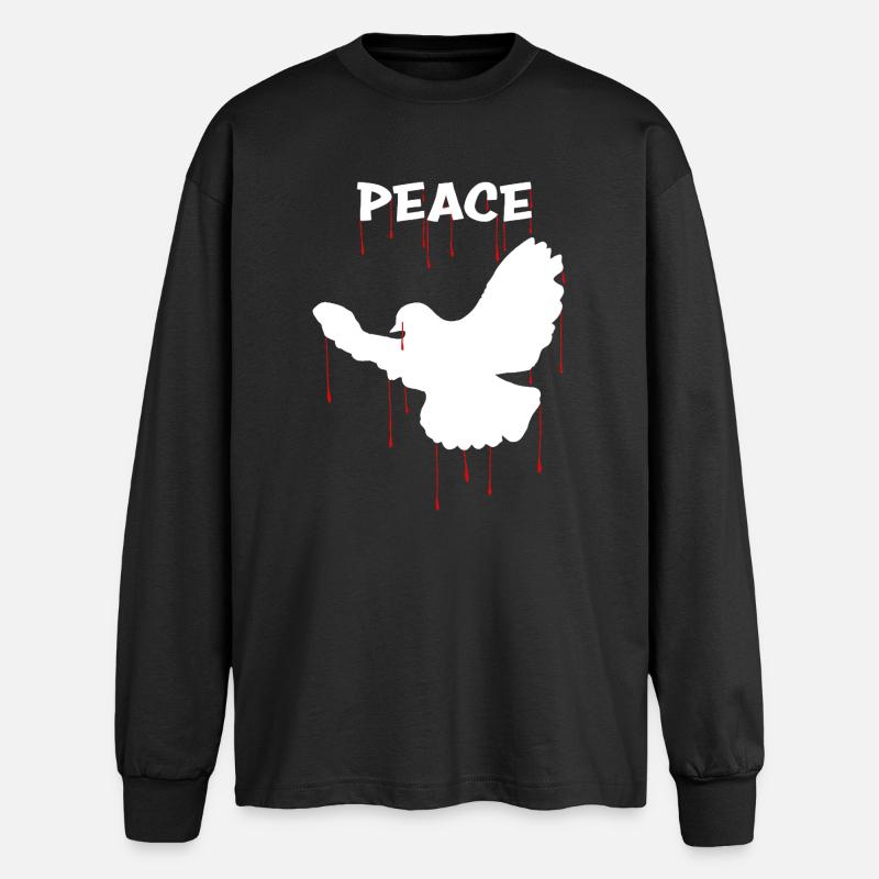 Friedenstaube - Oversized Langarmshirt  - Schwarz