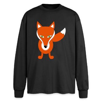 fox - Oversized Long Sleeve T-Shirt - black - Front - AI Model Male 185 light (185cm)