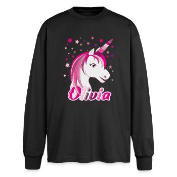 Olivia Einhorn, maiden name - Oversized Long Sleeve T-Shirt - black - Front - AI Model Male 185 light (185cm)