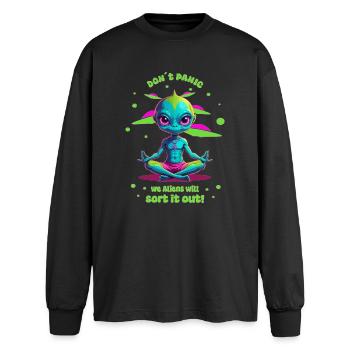 Alien régule cela ! - T-shirt manches longues oversize - noir - Devant - AI Model Male 185 light (185cm)