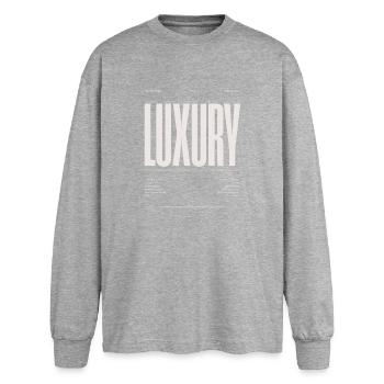 Luxury Uppercase Typography - Oversized Long Sleeve T-Shirt - sports grey - Front - AI Model Female 180 light (180cm)
