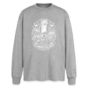 Pas de problème de détendez-vous et mâchouillez - T-shirt manches longues oversize - gris chiné - Devant - AI Model Female 180 light (180cm)