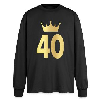40. Geburtstag vierzig Geschenk - Oversized Langarmshirt  - Schwarz - Vorne - AI Model Male 185 light (185cm)