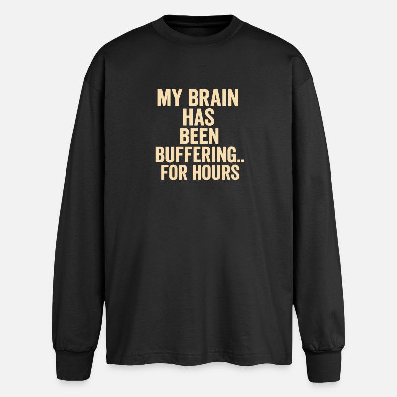 Buffering Brain Meme - Oversized Long Sleeve T-Shirt - black