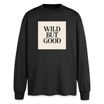 WILD BUT GOOD - Oversized Langarmshirt  - Schwarz - Vorne - AI Model Male 185 light (185cm)