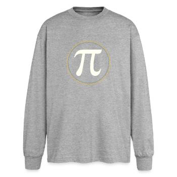 π en cercle – L’élégance des constantes - T-shirt manches longues oversize - gris chiné - Devant - AI Model Female 180 light (180cm)
