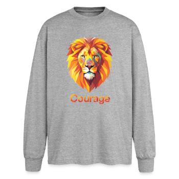 Majestic lion with courage design - Oversized Long Sleeve T-Shirt - sports grey - Front - AI Model Female 180 light (180cm)