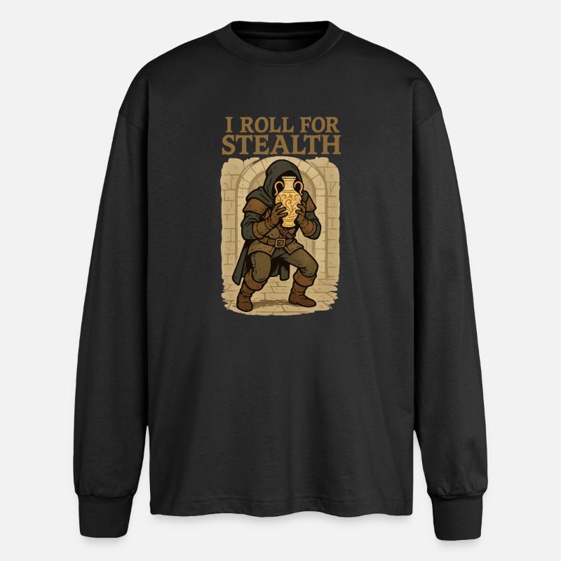 I Roll For Stealth Thief with Vase - Oversized Long Sleeve T-Shirt - black