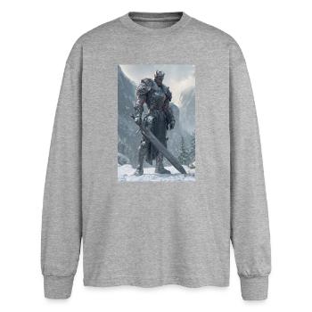 Warlord Frost Armor - Oversized Long Sleeve T-Shirt - sports grey - Front - AI Model Female 180 light (180cm)