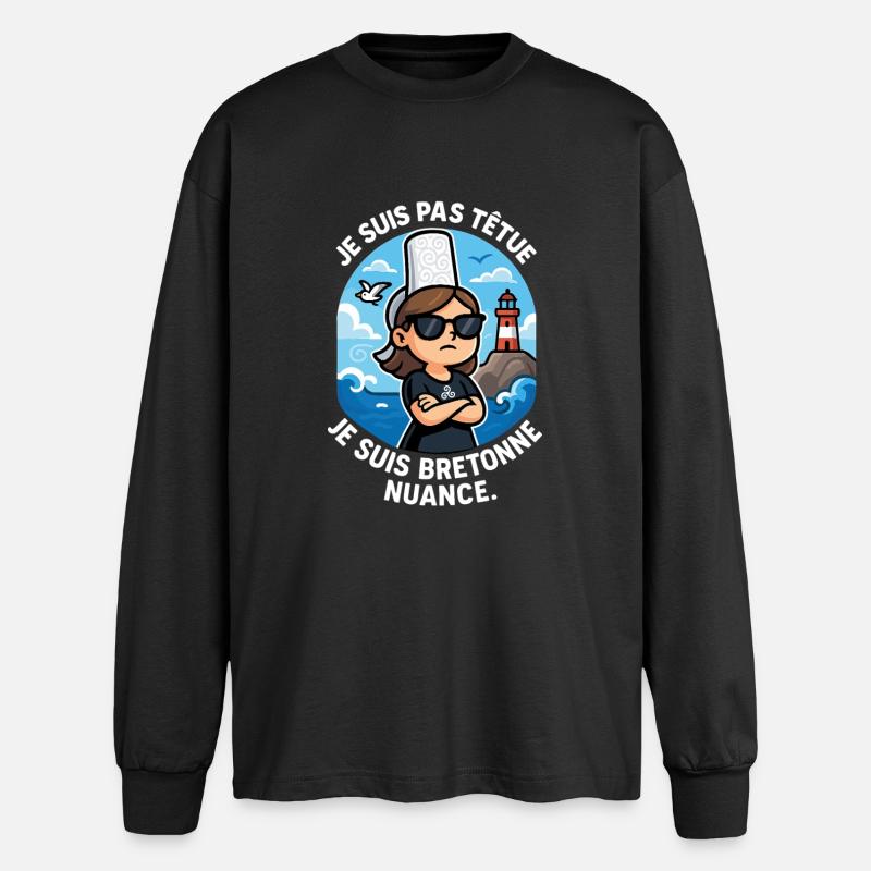 Non sono testardo umorismo bretone orgoglio bretone - T-shirt oversize a maniche lunghe - nero