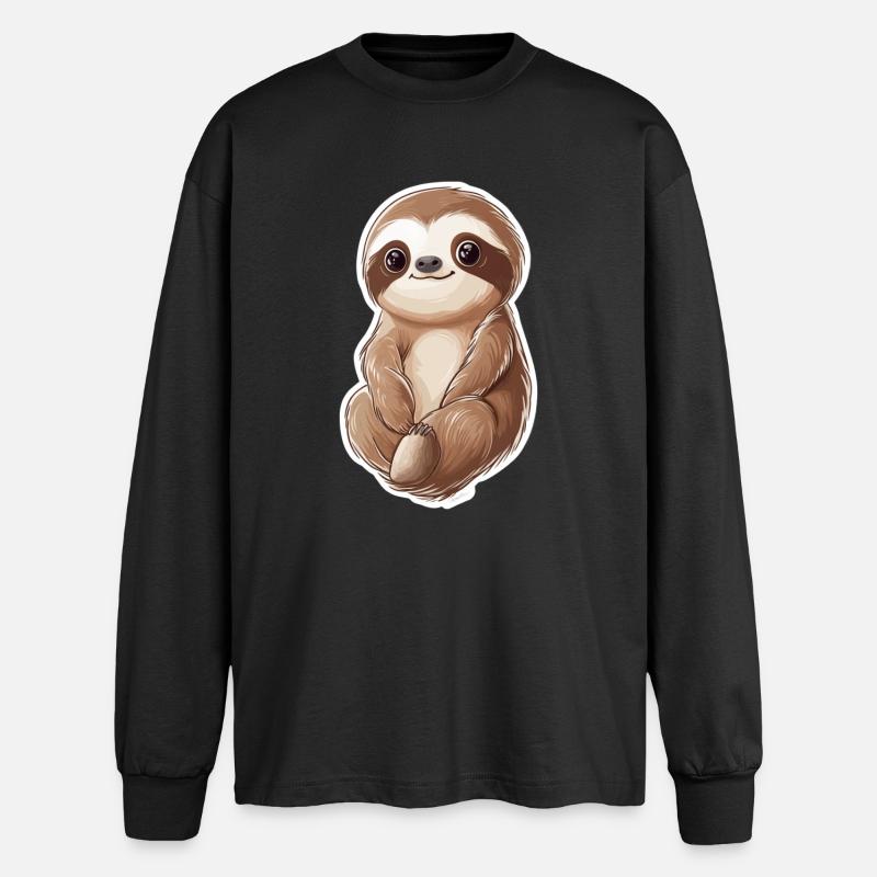 Sloth - Oversized Long Sleeve T-Shirt - black