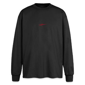 Tina Turner Signatur Gestickt - Oversized Langarmshirt  - Schwarz - Vorne - AI Model Male 185 light (185cm)