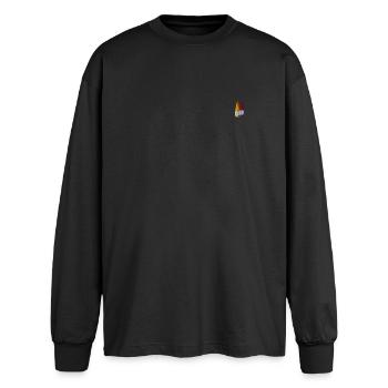 Ketchup et moutarde brodés - T-shirt manches longues oversize - noir - Devant - AI Model Male 185 light (185cm)