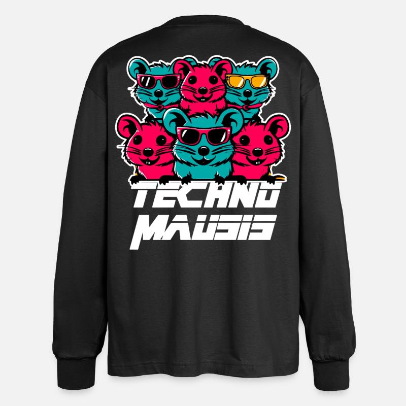 Techno Mausis - Oversized Long Sleeve T-Shirt - black