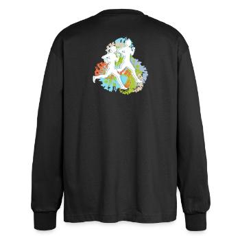 Valentine's Day couple running - Oversized Long Sleeve T-Shirt - black - Back - AI Model Male 185 light (185cm)