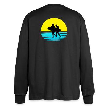 surf, spot de surf, surfing - T-shirt manches longues oversize - noir - Dos - AI Model Male 185 light (185cm)