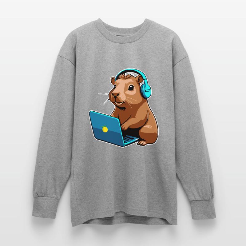 Capybara Programmeur Codeur Ordinateur T-shirt manches longues oversize