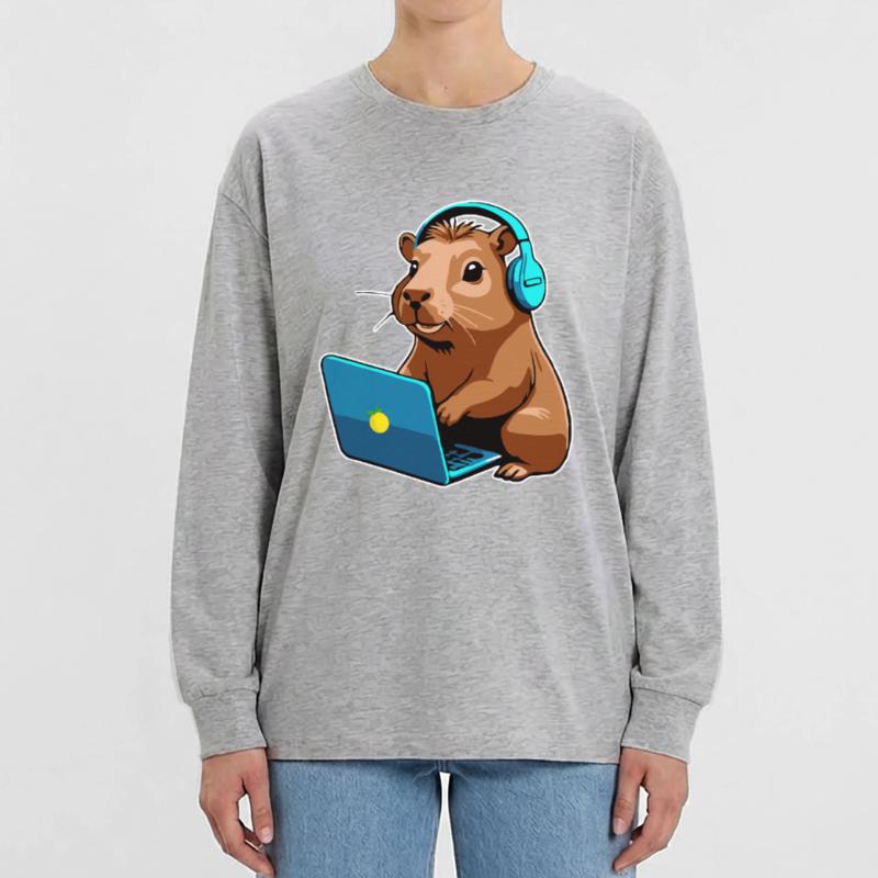 Capybara Programmierer Coder Computer Oversized Langarmshirt 