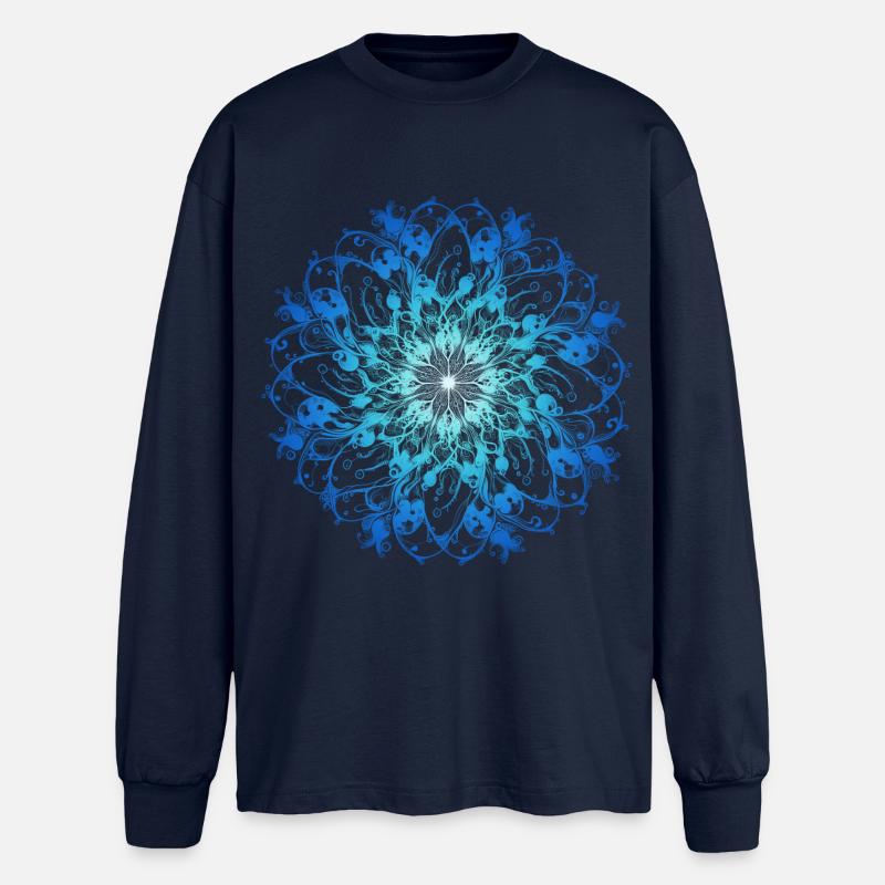 Ozean Mandala - Oversized Langarmshirt - Navy