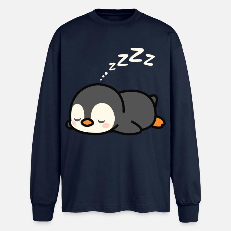 Süßes Pinguin-Nickerchen - Oversized Langarmshirt  - Navy