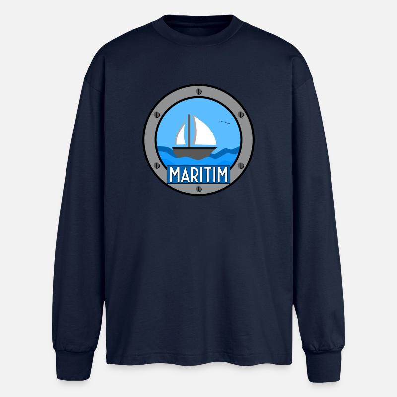 Maritim - Oversized Langarmshirt  - Navy