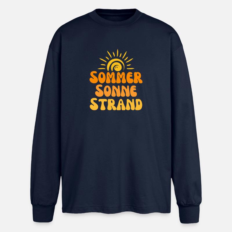 Sommer Sonne Strand Nectarine 2 - Oversized Langarmshirt  - Navy