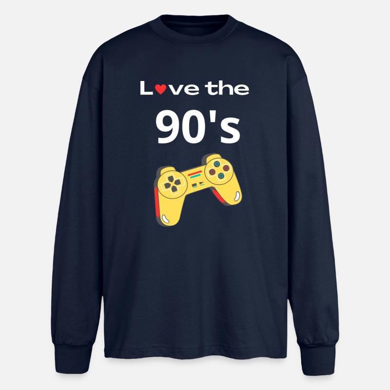 Love the 90s Retro Controller - Oversized Long Sleeve T-Shirt - navy