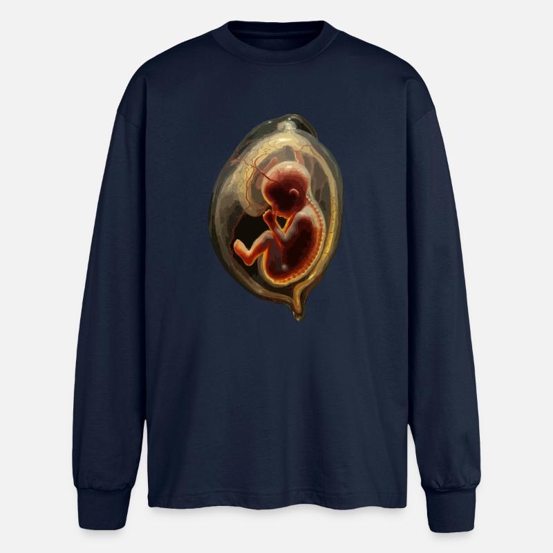 Embryo-Silhouette in der Gebärmutter - Oversized Langarmshirt  - Navy