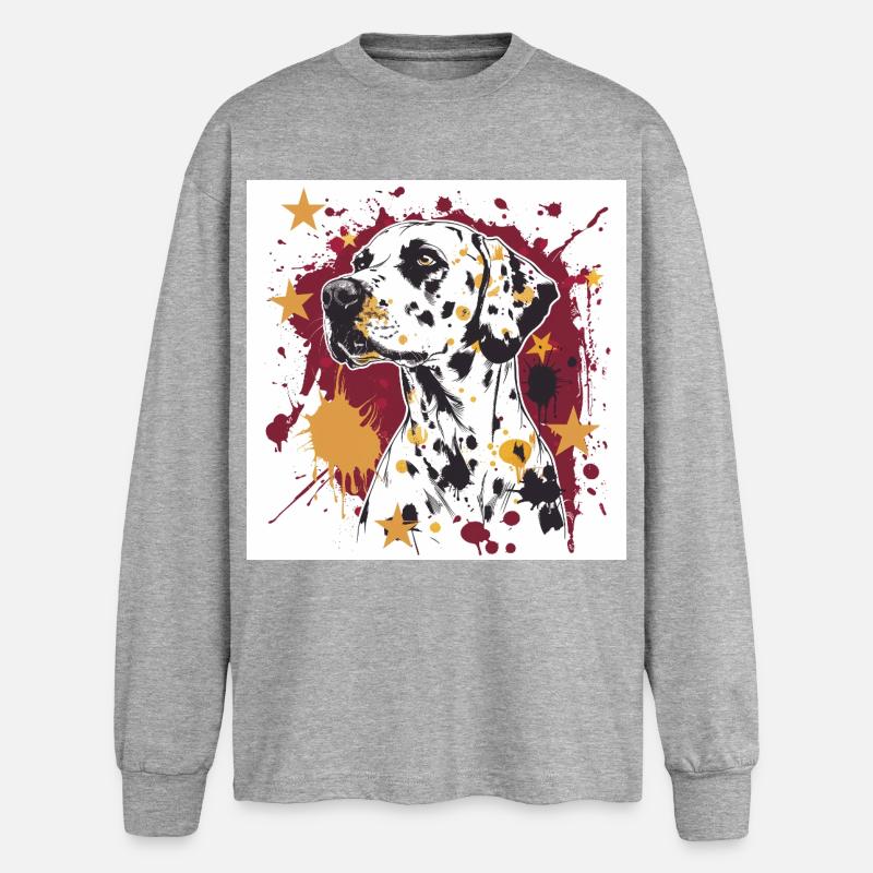 Dalmatiner Splatter Kunst - Oversized Langarmshirt  - Grau meliert