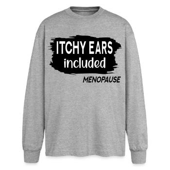 Itchy Ears Menopause - Oversized Long Sleeve T-Shirt - sports grey - Front - AI Model Female 180 light (180cm)