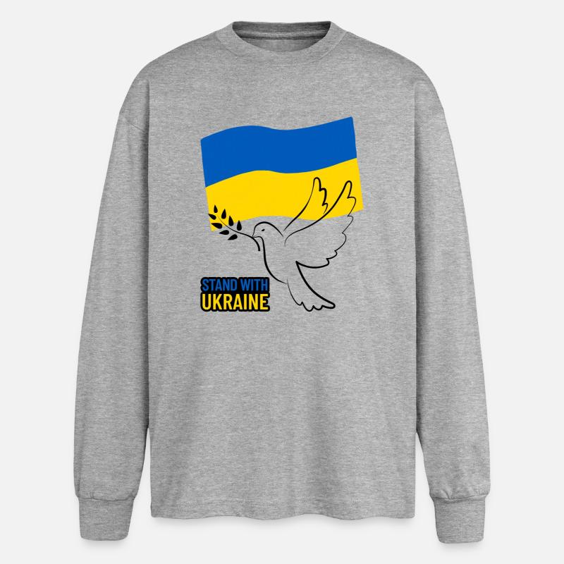Ukraine Flagge mit Flügeldesign - Oversized Langarmshirt  - Grau meliert