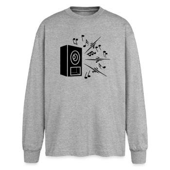 Boîte à musique avec beaucoup de musique forte - T-shirt manches longues oversize - gris chiné - Devant - AI Model Female 180 light (180cm)