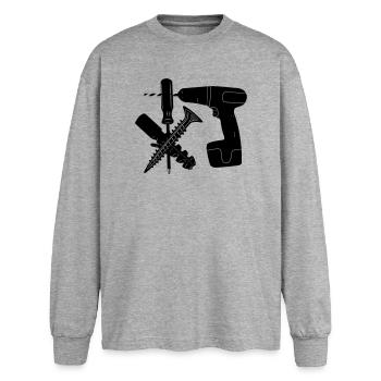 Perforette à vis et à bouchon - T-shirt manches longues oversize - gris chiné - Devant - AI Model Female 180 light (180cm)