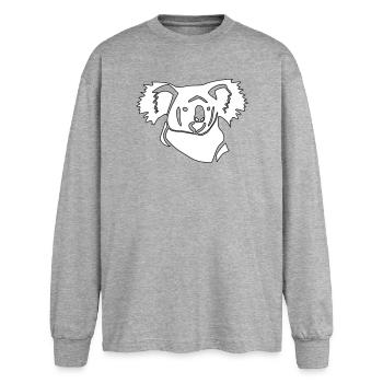 Koala Linienkunst - Oversized Langarmshirt  - Grau meliert - Vorne - AI Model Female 180 light (180cm)