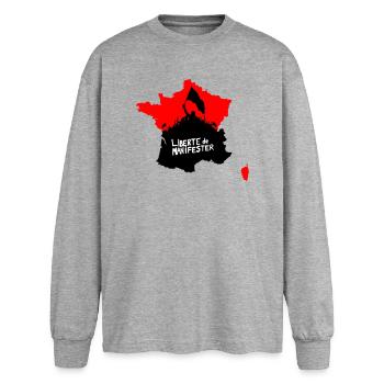 Freedom to protest - Oversized Long Sleeve T-Shirt - sports grey - Front - AI Model Female 180 light (180cm)