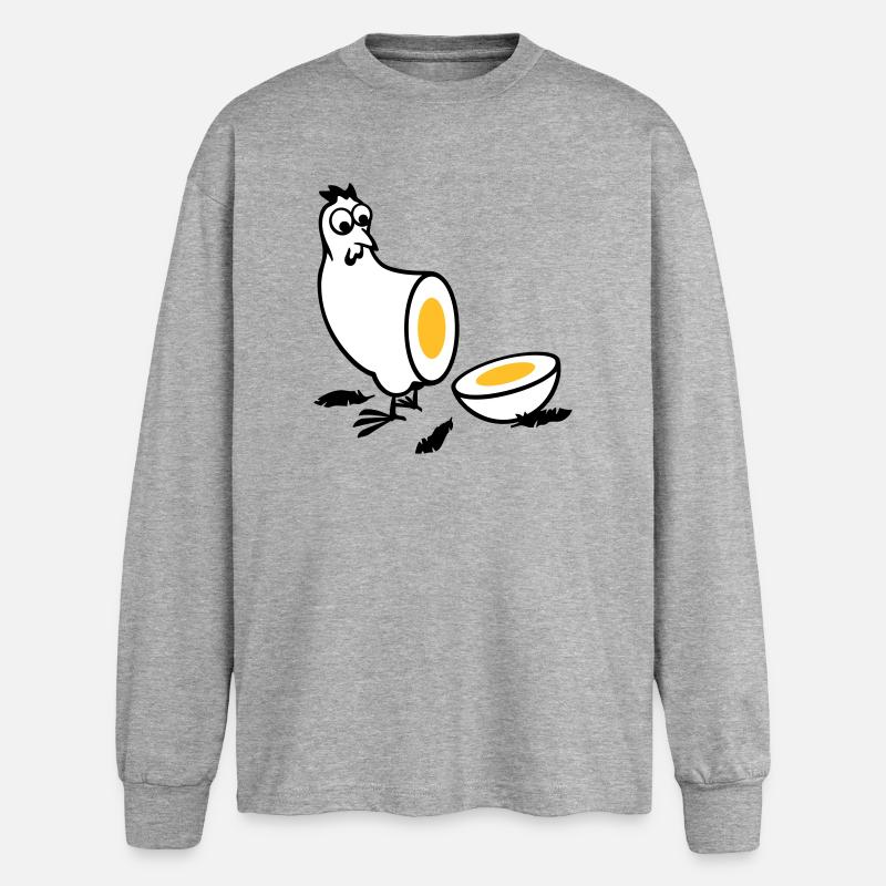 Huhn oder Ei - Oversized Langarmshirt - Grau meliert