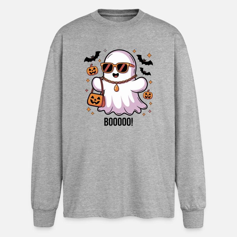 Boo! - Oversized Langarmshirt - Grau meliert